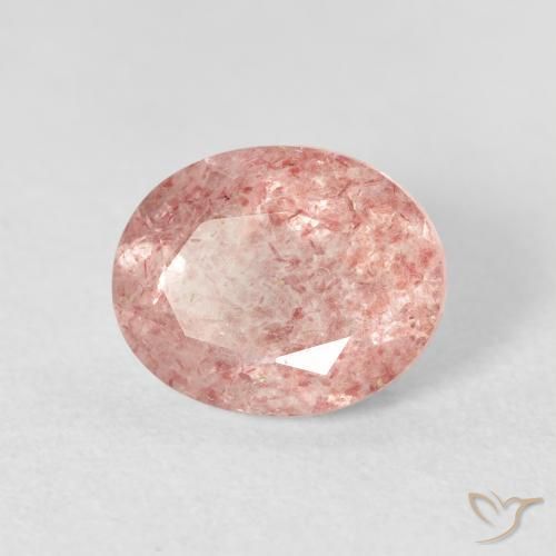 2.55 ct Pink Strawberry Quartz Stone, Natural Strawberry Quartz in Oval Facet Shape for Sale