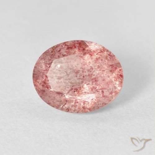2.76 ct Pink Strawberry Quartz Stone, Natural Strawberry Quartz in Oval Facet Shape for Sale