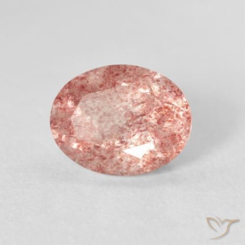 2.58 ct Pink Strawberry Quartz Stone, Natural Strawberry Quartz in Oval Facet Shape for Sale