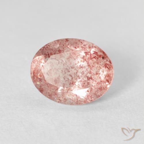 2.51 ct Pink Strawberry Quartz Stone, Natural Strawberry Quartz in Oval Facet Shape for Sale