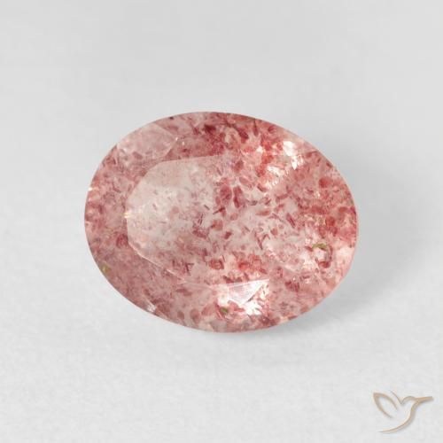 2.46 ct Pink Strawberry Quartz Stone, Natural Strawberry Quartz in Oval Facet Shape for Sale