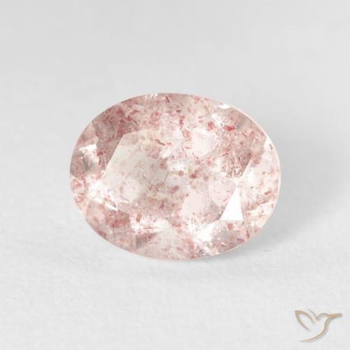 2.52 ct Pink Strawberry Quartz Stone, Natural Strawberry Quartz in Oval Facet Shape for Sale