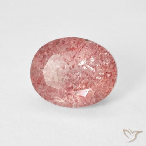 2.68 ct Pink Strawberry Quartz Stone, Natural Strawberry Quartz in Oval Facet Shape for Sale