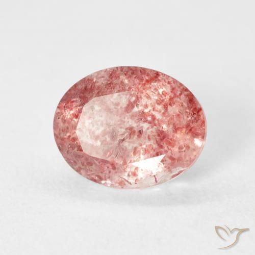 2.53 ct Pink Strawberry Quartz Stone, Natural Strawberry Quartz in Oval Facet Shape for Sale