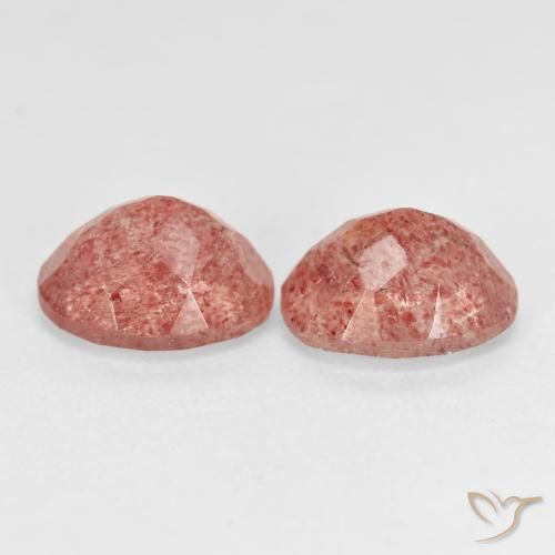 Strawberry Quartz Gemstones in 10 x 8 mm (calibrated) Size for Sale, Strawberry Quartz Stones in Medium Pink Color