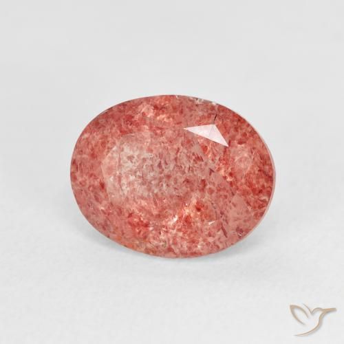 2.76 ct Pink Strawberry Quartz Stone, Natural Strawberry Quartz in Oval Facet Shape for Sale