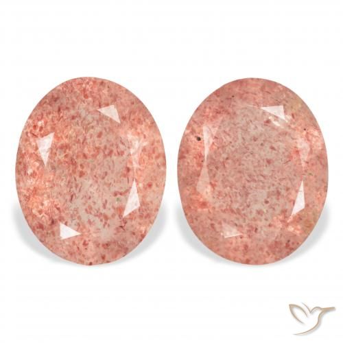 5.71ctw Natural Orangish Pink Strawberry Quartz, Oval, Transparent