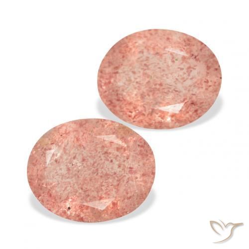 5.71 ctw Pink Strawberry Quartz Stones, Natural Strawberry Quartz in Oval Facet Shape for Sale