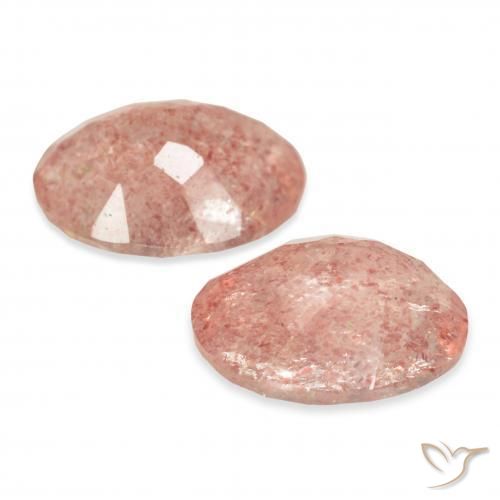 Strawberry Quartz Gemstones in 11 x 9 mm (calibrated) Size for Sale, Strawberry Quartz Stones in Orangish Pink Color