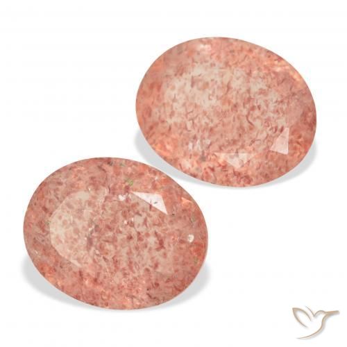 5.56 ctw Pink Strawberry Quartz Stones, Natural Strawberry Quartz in Oval Facet Shape for Sale