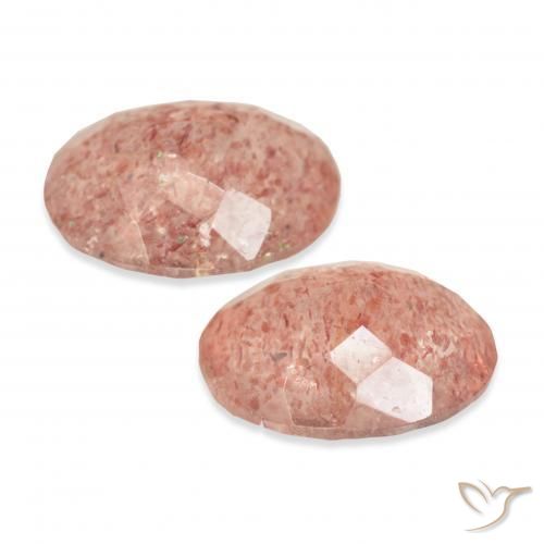 Strawberry Quartz Gemstones in 11 x 9 mm (calibrated) Size for Sale, Strawberry Quartz Stones in Grapefruit Pink Color