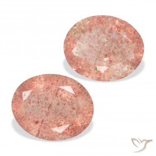 5.85 ctw Pink Strawberry Quartz Stones, Natural Strawberry Quartz in Oval Facet Shape for Sale