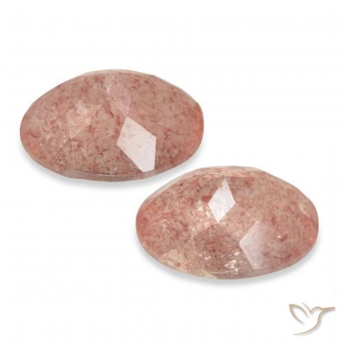 Strawberry Quartz Gemstones in 11 x 9 mm (calibrated) Size for Sale, Strawberry Quartz Stones in Grapefruit Pink Color