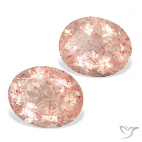 6.36 ctw Pink Strawberry Quartz Stones, Natural Strawberry Quartz in Oval Facet Shape for Sale