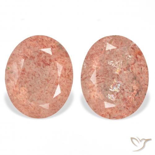 6.40ctw Natural Orangish Pink Strawberry Quartz, Oval, Transparent