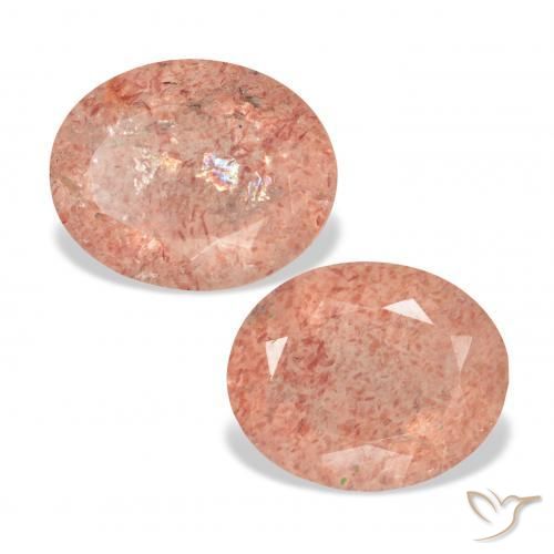 6.40 ctw Pink Strawberry Quartz Stones, Natural Strawberry Quartz in Oval Facet Shape for Sale