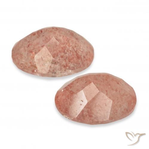 Strawberry Quartz Gemstones in 11 x 9 mm (calibrated) Size for Sale, Strawberry Quartz Stones in Orangish Pink Color