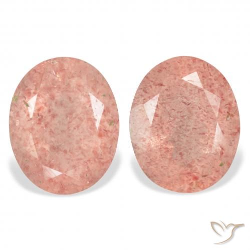 6.80ctw Natural Orangish Pink Strawberry Quartz, Oval, Transparent