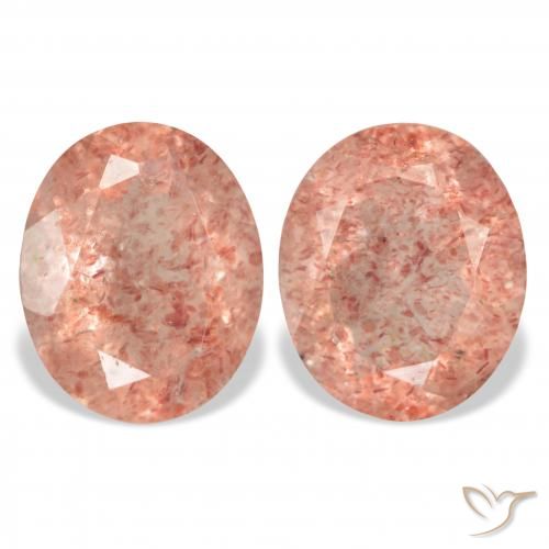 6.51ctw Natural Orangish Pink Strawberry Quartz, Oval, Transparent