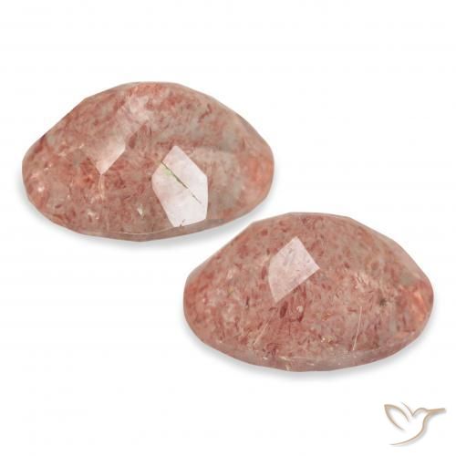 Strawberry Quartz Gemstones in 11 x 9 mm (calibrated) Size for Sale, Strawberry Quartz Stones in Orangish Pink Color