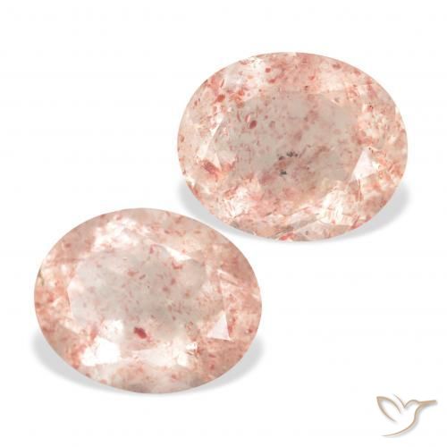 6.89 ctw Pink Strawberry Quartz Stones, Natural Strawberry Quartz in Oval Facet Shape for Sale