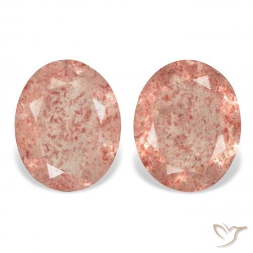 5.14ctw Natural Grapefruit Pink Strawberry Quartz, Oval, Transparent