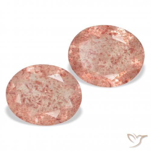 5.14 ctw Pink Strawberry Quartz Stones, Natural Strawberry Quartz in Oval Facet Shape for Sale