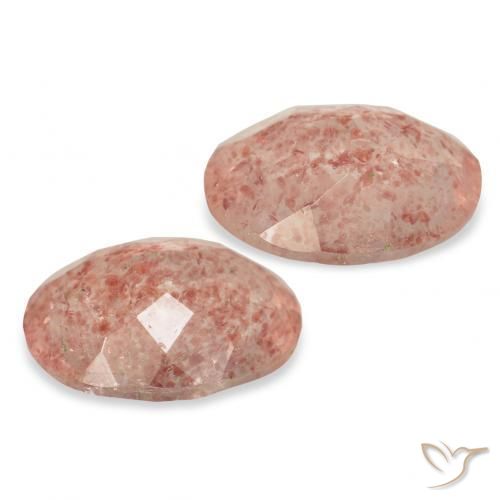 Strawberry Quartz Gemstones in 11 x 9 mm (calibrated) Size for Sale, Strawberry Quartz Stones in Grapefruit Pink Color
