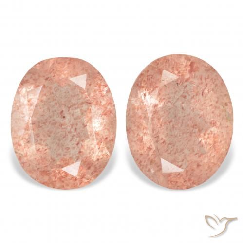 5.92ctw Natural Orangish Pink Strawberry Quartz, Oval, Transparent