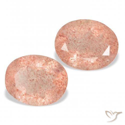 5.92 ctw Pink Strawberry Quartz Stones, Natural Strawberry Quartz in Oval Facet Shape for Sale