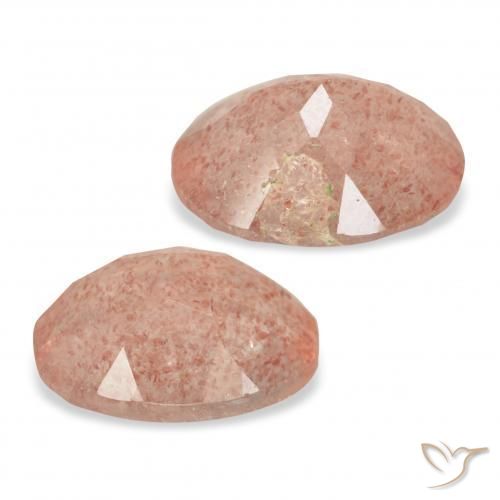 Strawberry Quartz Gemstones in 11 x 9 mm (calibrated) Size for Sale, Strawberry Quartz Stones in Orangish Pink Color