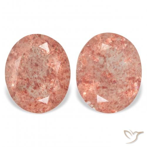 6.46ctw Natural Orangish Pink Strawberry Quartz, Oval, Transparent
