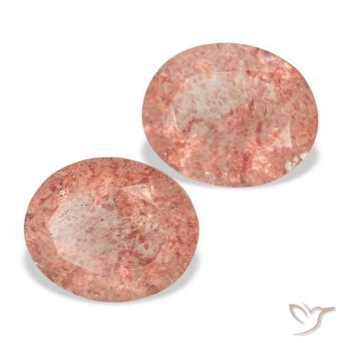 6.46 ctw Pink Strawberry Quartz Stones, Natural Strawberry Quartz in Oval Facet Shape for Sale
