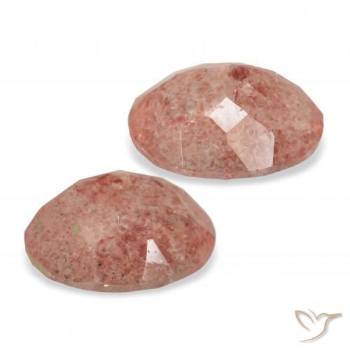 Strawberry Quartz Gemstones in 11 x 9 mm (calibrated) Size for Sale, Strawberry Quartz Stones in Orangish Pink Color