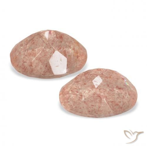 Strawberry Quartz Gemstones in 11 x 9 mm (calibrated) Size for Sale, Strawberry Quartz Stones in Grapefruit Pink Color