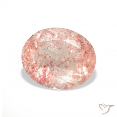 3.44 ct Pink Strawberry Quartz Stone, Natural Strawberry Quartz in Oval Facet Shape for Sale