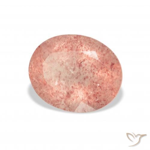 3.38 ct Pink Strawberry Quartz Stone, Natural Strawberry Quartz in Oval Facet Shape for Sale