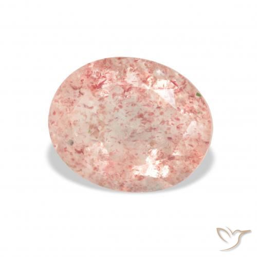 3.55 ct Pink Strawberry Quartz Stone, Natural Strawberry Quartz in Oval Facet Shape for Sale