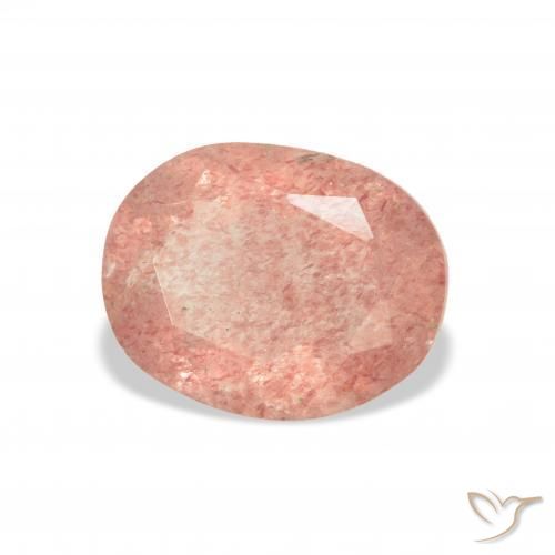 3.15 ct Pink Strawberry Quartz Stone, Natural Strawberry Quartz in Oval Facet Shape for Sale