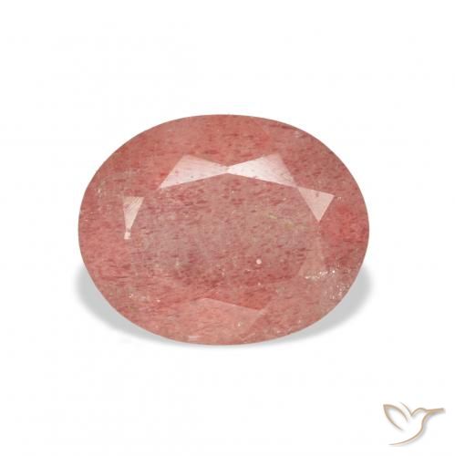 3.32ct Natural Orangish Pink Strawberry Quartz, Oval, Transparent