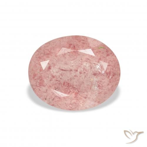 3.49 ct Pink Strawberry Quartz Gemstone, Strawberry Quartz Gem in Oval Facet Shape for Sale.