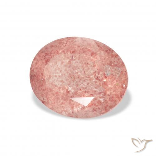 3.45 ct Pink Strawberry Quartz Stone, Natural Strawberry Quartz in Oval Facet Shape for Sale