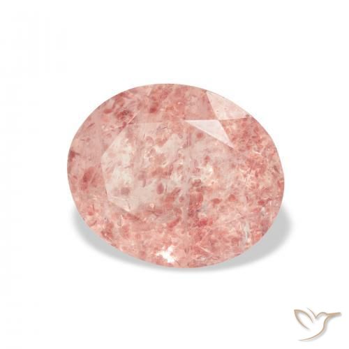 4.04 ct Pink Strawberry Quartz Stone, Natural Strawberry Quartz in Oval Facet Shape for Sale