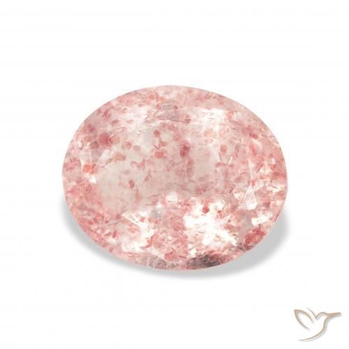 3.65 ct Pink Strawberry Quartz Stone, Natural Strawberry Quartz in Oval Facet Shape for Sale