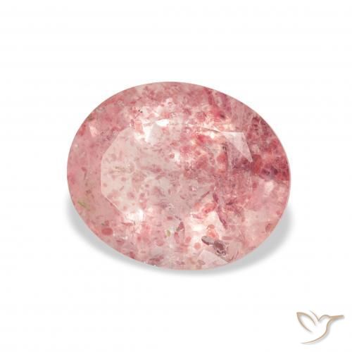 3.50 ct Pink Strawberry Quartz Stone, Natural Strawberry Quartz in Oval Facet Shape for Sale