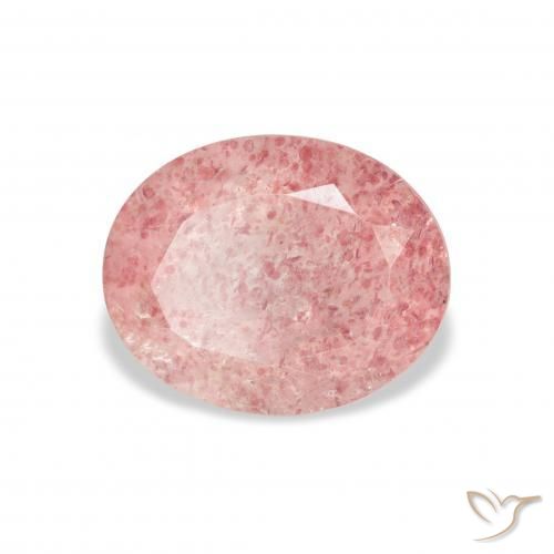 3.36 ct Pink Strawberry Quartz Stone, Natural Strawberry Quartz in Oval Facet Shape for Sale