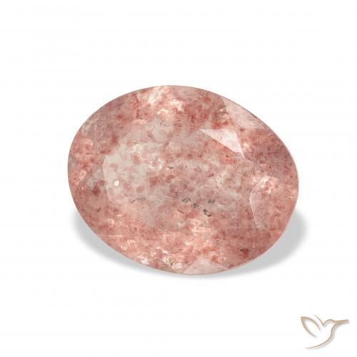2.94 ct Pink Strawberry Quartz Stone, Natural Strawberry Quartz in Oval Facet Shape for Sale