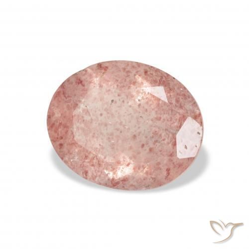 3.13 ct Pink Strawberry Quartz Stone, Natural Strawberry Quartz in Oval Facet Shape for Sale