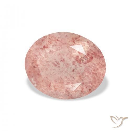 3.68 ct Pink Strawberry Quartz Stone, Natural Strawberry Quartz in Oval Facet Shape for Sale