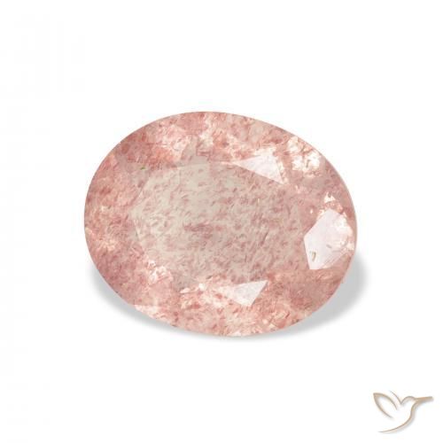 2.84 ct Pink Strawberry Quartz Stone, Natural Strawberry Quartz in Oval Facet Shape for Sale